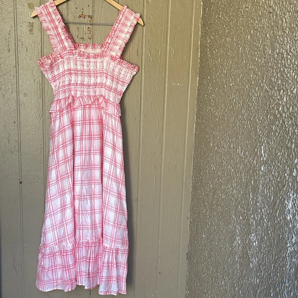 English Factory plaid ruffle midi dress in red - Picture 4 of 10